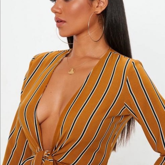 Mustard Tie Front Top - Picture 3 of 5